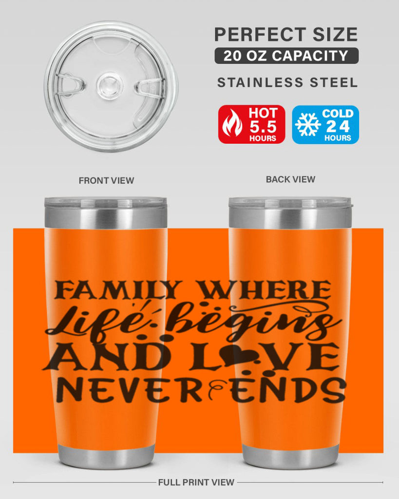 family where life begins and love never ends 33#- family- Tumbler