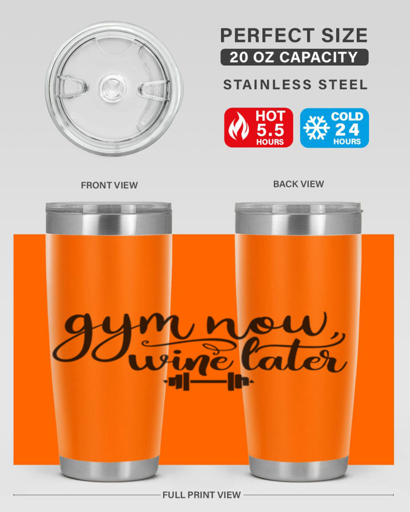 gym now wine later 42#- gym- Tumbler