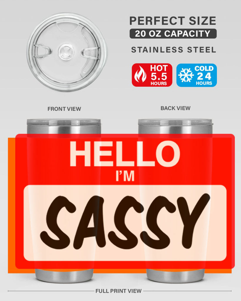 hello im sassy 129#- black words phrases- Cotton Tank