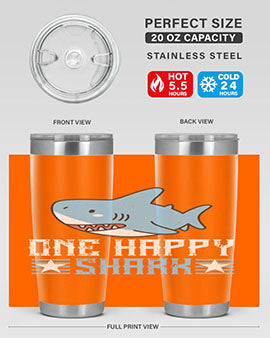 one happy shark Style 50#- shark  fish- Tumbler