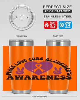 peace love cure alzheimer s awareness 206#- alzheimers- Tumbler