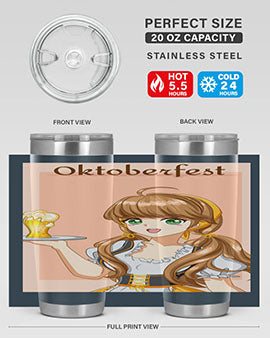 A beautiful girl with beer happy at celebrating the oktoberfest 87#- anime- Tumbler