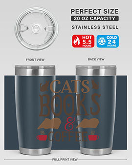 Cats Books Coffee Style 9#- cat- Tumbler