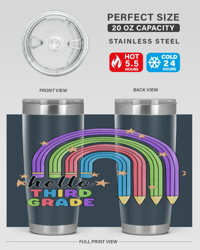 Hello 3rd Grade Pencil Rainbow 11#- 3rd grade- Tumbler