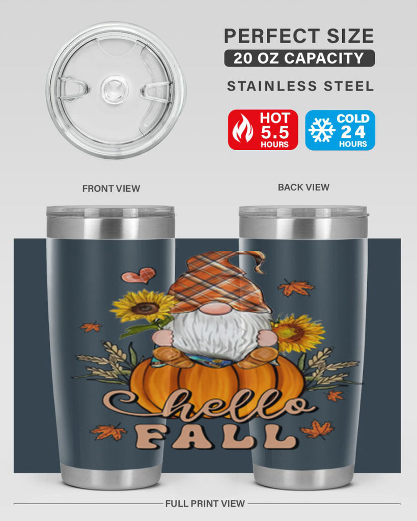 HelloFallAutumnGnome 298#- fall- Tumbler