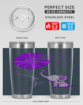 Hope Fight Cure Elephant Alzheimers Purple Ribbon 161#- alzheimers- Tumbler
