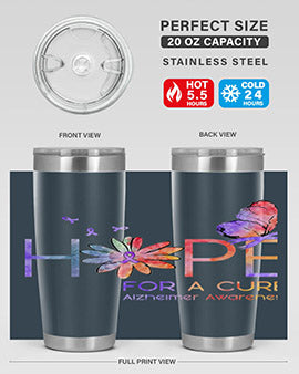 Hope For A Cure Alzheimer Awareness Flower 162#- alzheimers- Tumbler