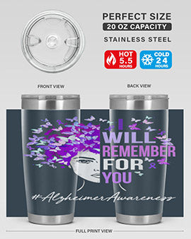 I Will Remember For You Alzheimer Awareness Womens Butterfly 180#- alzheimers- Tumbler