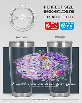 I Will Remember For You Brain Alzheimers Awareness 183#- alzheimers- Tumbler