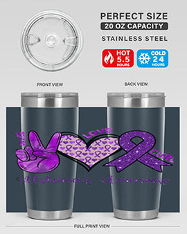 Peace Love Cure Alzheimer Awareness 205#- alzheimers- Tumbler