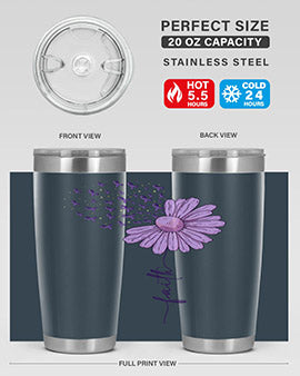 Purple Daisy Faith AlzheimerS Awareness 209#- alzheimers- Tumbler