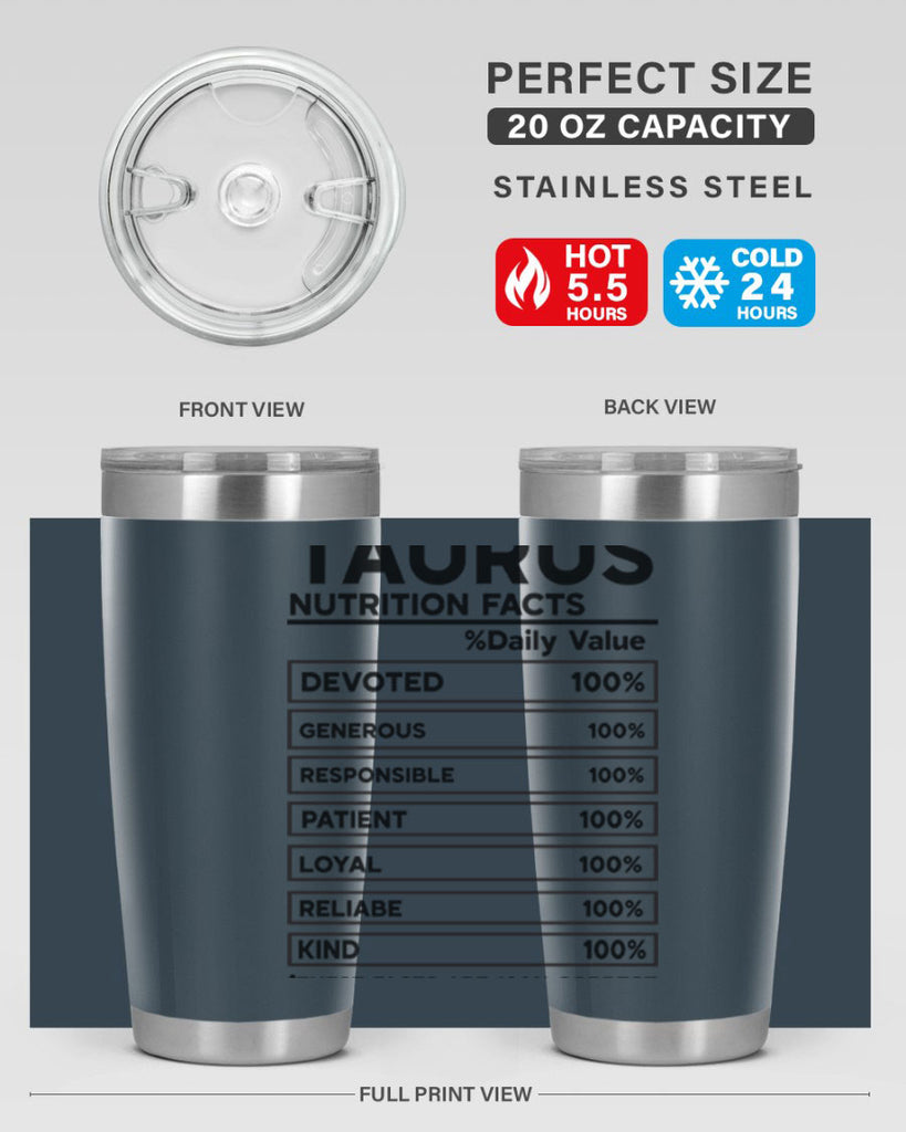 Taurus Nutrition Facts 490#- zodiac- Tumbler