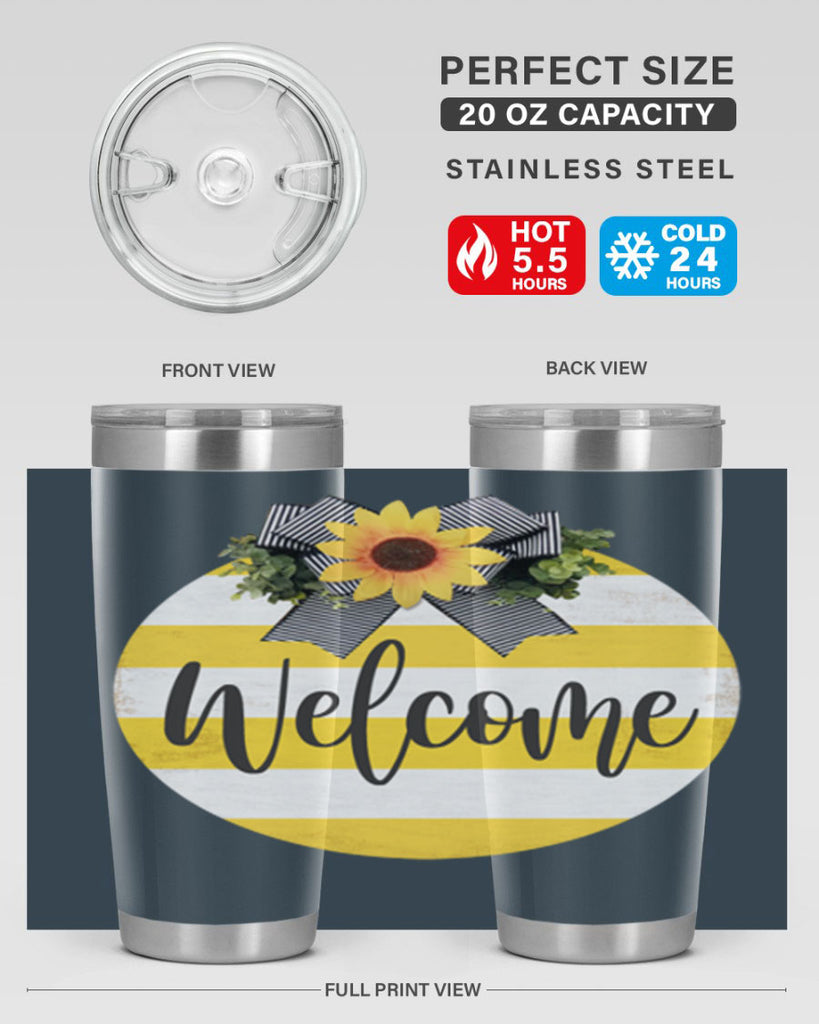 Welcome and Yellow strips Mockup564#- spring- Tumbler
