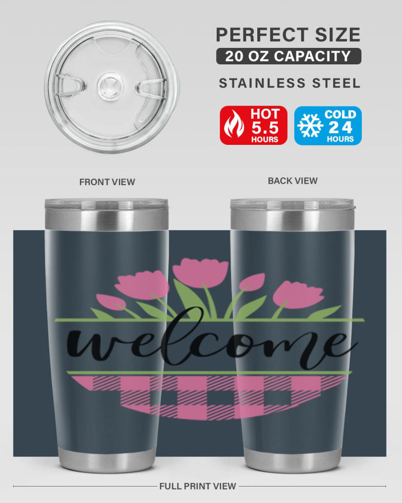 Welcome pink plaid575#- spring- Tumbler