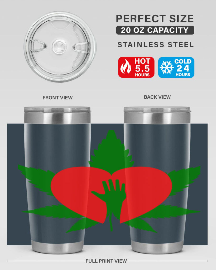 cannabis heart with hand 45#- marijuana- Tumbler