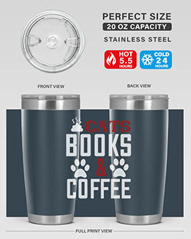 cats books and coffee Style 38#- cat- Tumbler