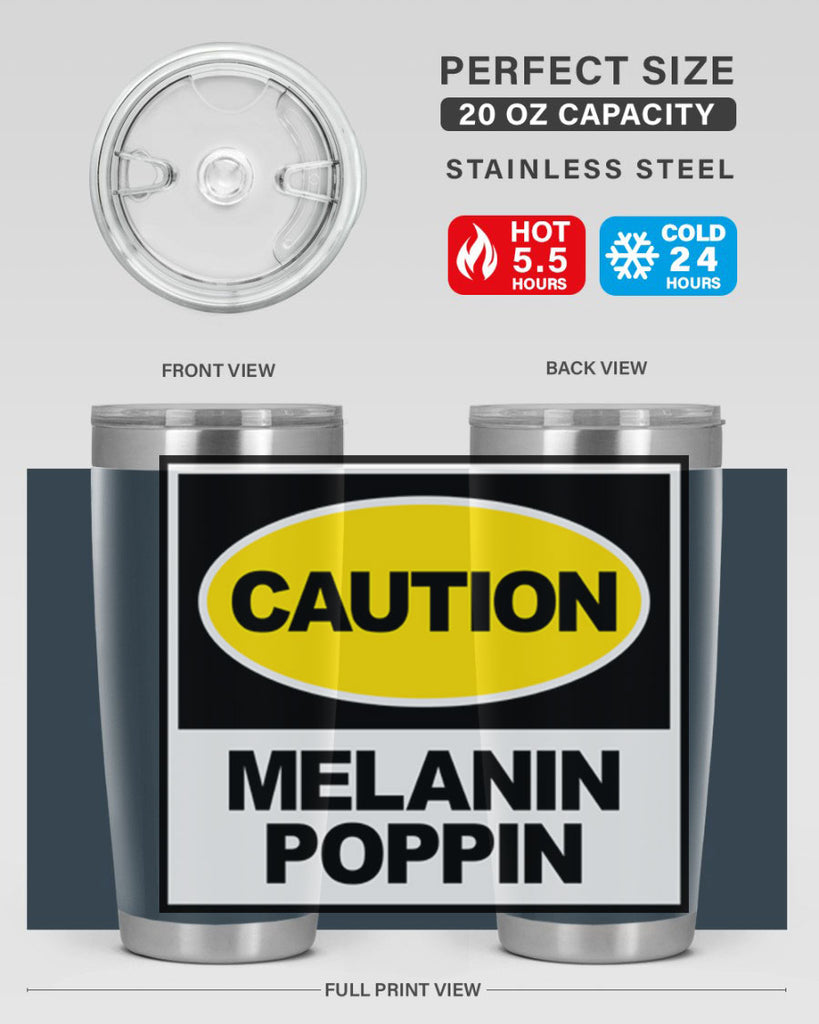caution melanin poppin 188#- black words phrases- Cotton Tank