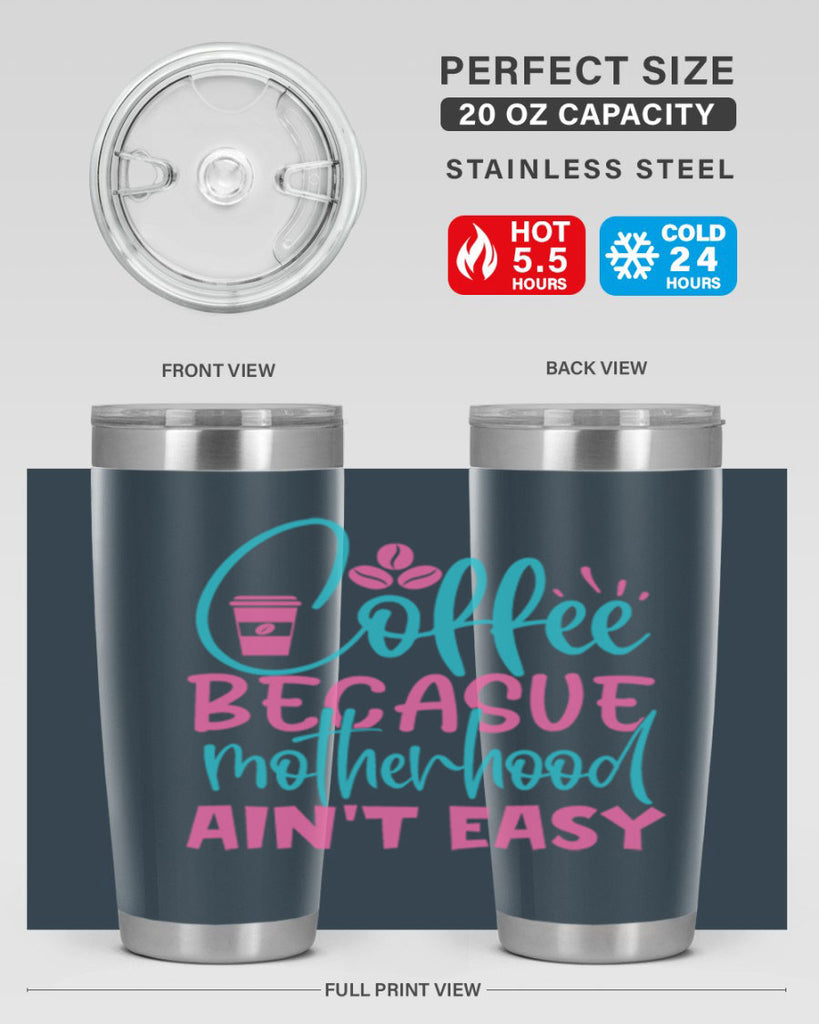 coffee becasue motherhood aint easy 351#- mom- Tumbler