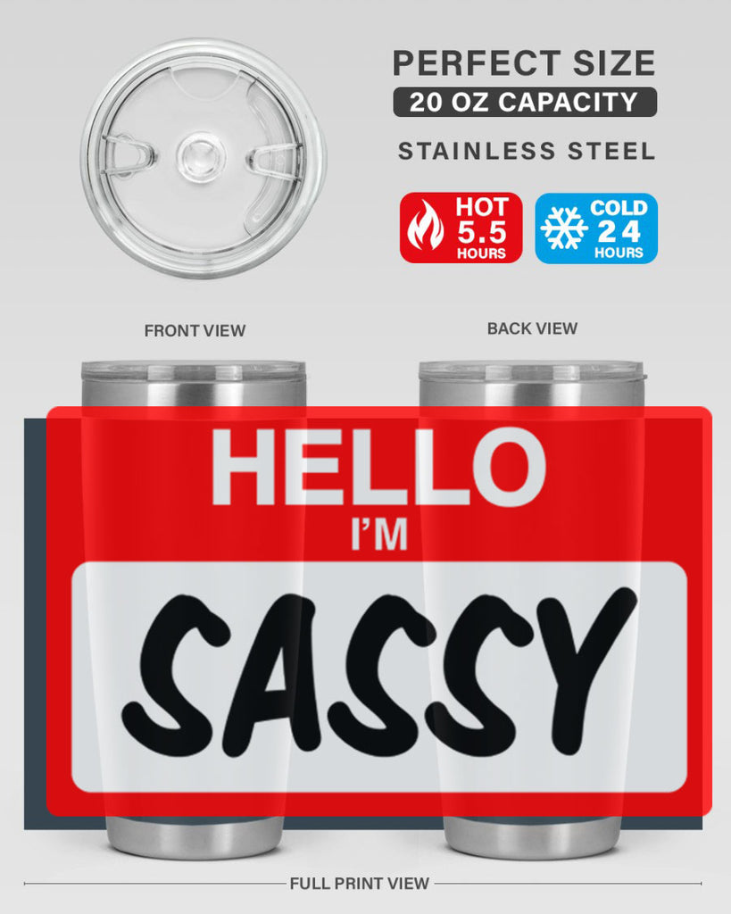 hello im sassy 129#- black words phrases- Cotton Tank