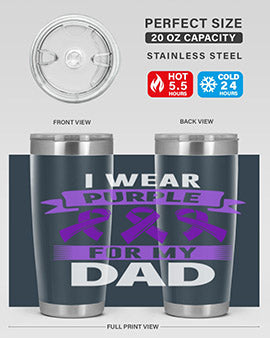 i wear purple for dad 169#- alzheimers- Tumbler