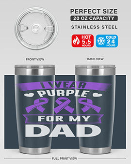 i wear purple for dad 170#- alzheimers- Tumbler