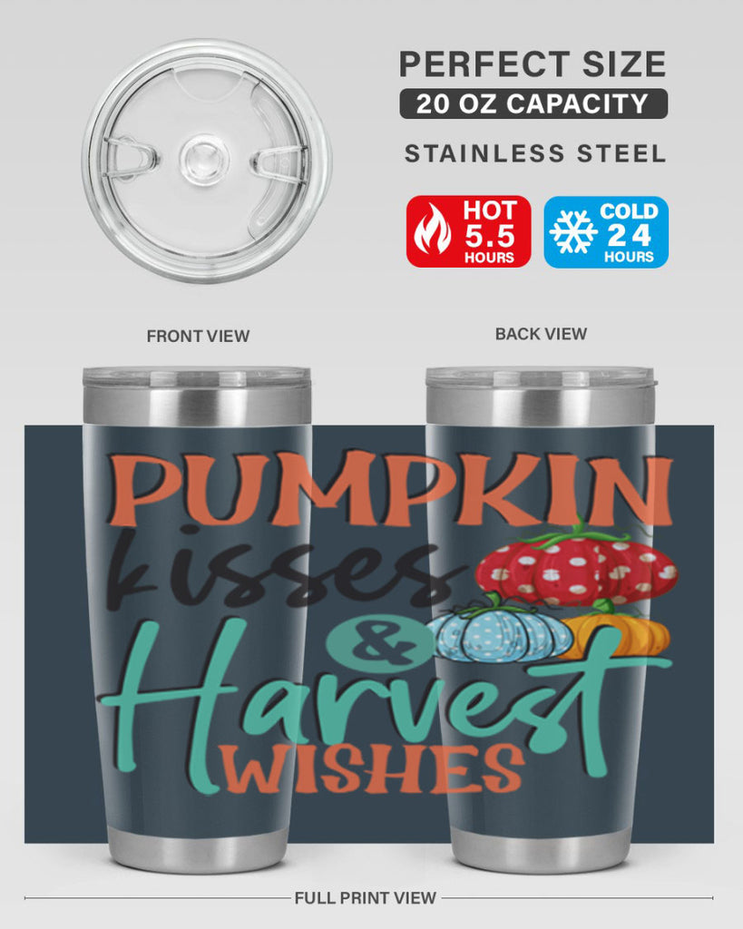 pumpkin kisses harvest wishes 526#- fall- Tumbler