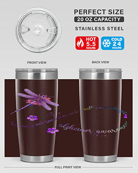 Alzheimer Awareness Dragonfly Remember 1#- alzheimers- Tumbler