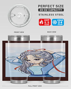 Beautiful princess silver hair with blue dress 120#- anime- Tumbler