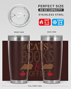 Cats Books Coffee Style 9#- cat- Tumbler