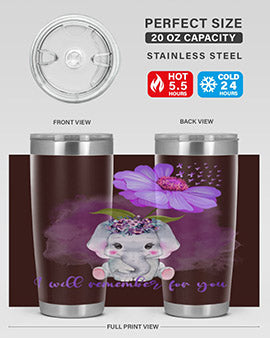 Elephan Sunflower AlzheimerS Awareness 131#- alzheimers- Tumbler