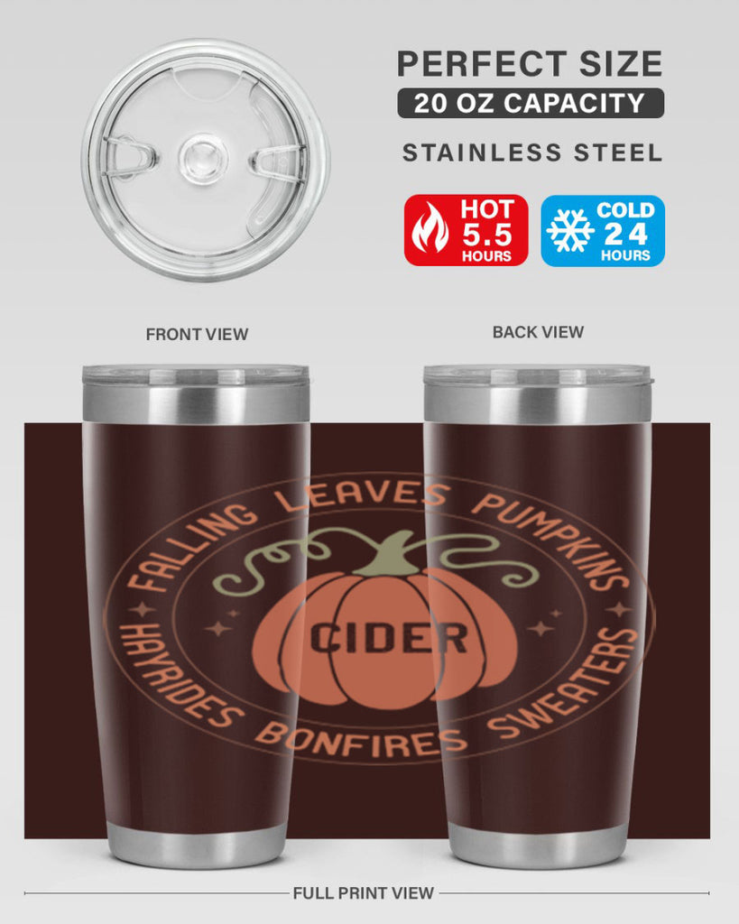 Falling Leaves Pumpkins Cider Hayrides Bonfires Sweaters 168#- fall- Tumbler