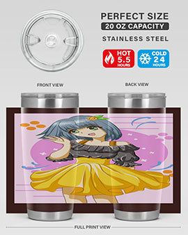 Happy and funny girl with black yellow dress in summer 41#- anime- Tumbler