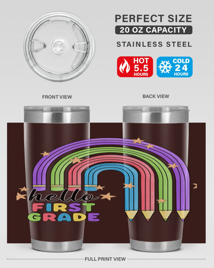 Hello 1st Grade Pencil Rainbow 14#- 1st grade- Tumbler