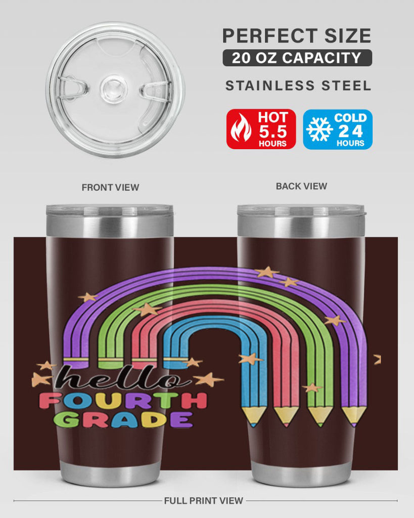 Hello 4th Grade Pencil Rainbow 12#- 4th  grade- Tumbler