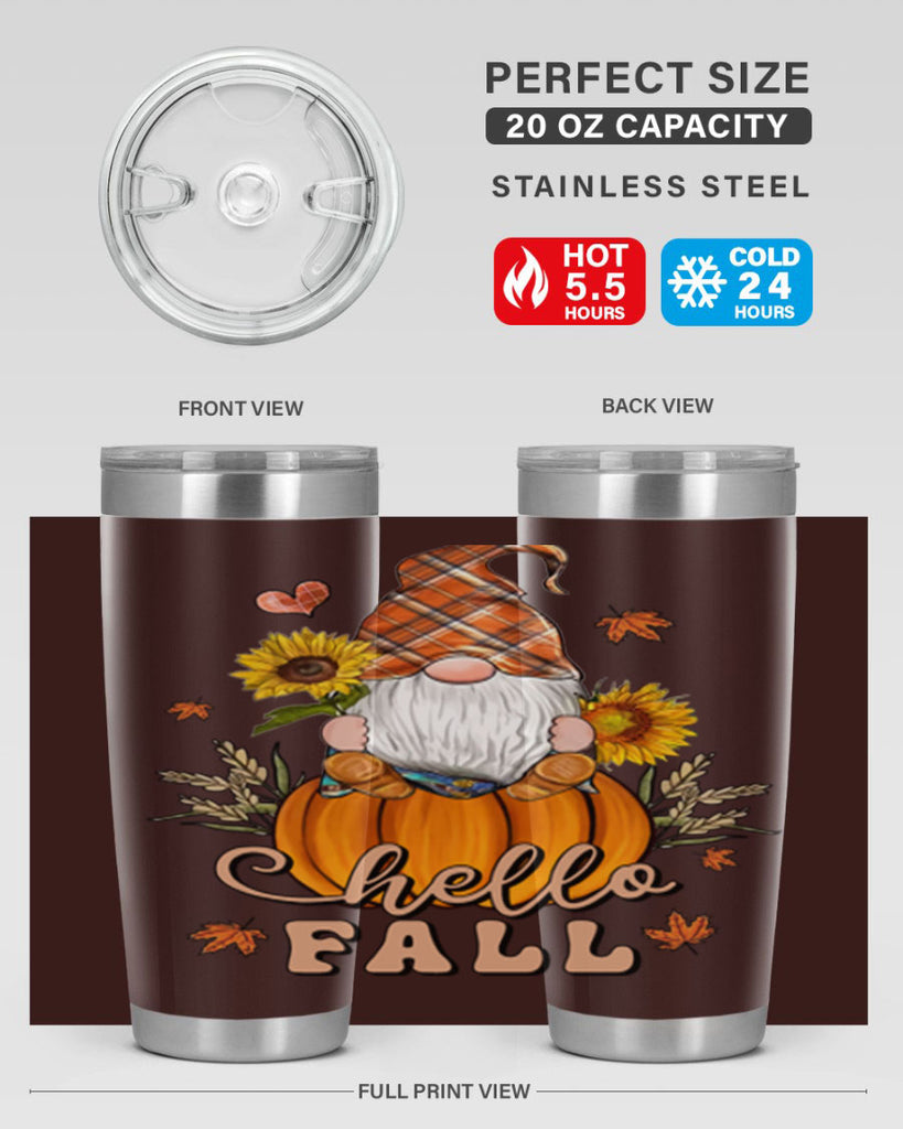 HelloFallAutumnGnome 298#- fall- Tumbler