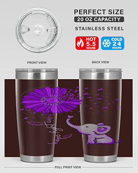 Hope Fight Cure Elephant Alzheimers Purple Ribbon 161#- alzheimers- Tumbler