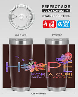 Hope For A Cure Alzheimer Awareness Flower 162#- alzheimers- Tumbler