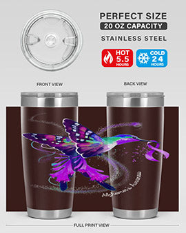 Hummingbird Holding Purple Ribbon Alzheimers Awareness 166#- alzheimers- Tumbler