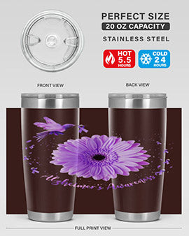 Hummingbird Sunflower Purple Ribbon Alzheimers Awareness 167#- alzheimers- Tumbler
