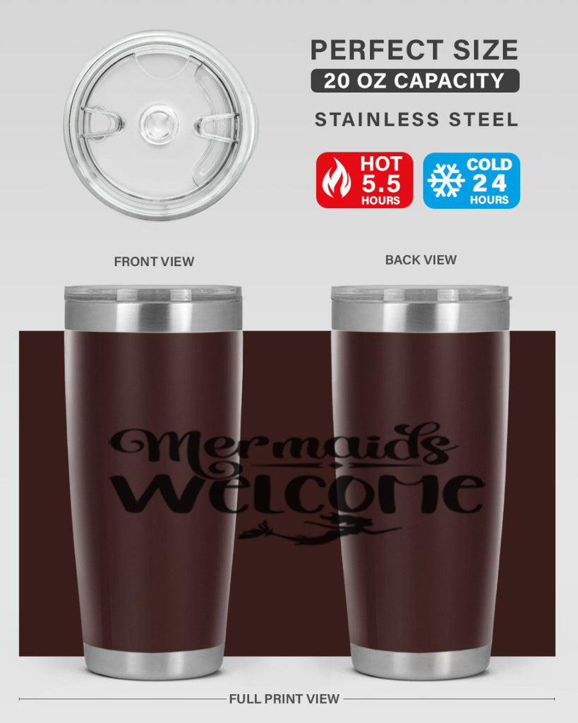 Mermaids Welcome 473#- mermaid- Tumbler