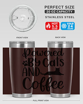 Powered By Cats And Coffee Style 102#- cat- Tumbler