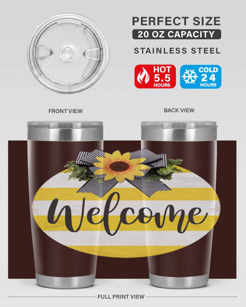 Welcome and Yellow strips Mockup564#- spring- Tumbler