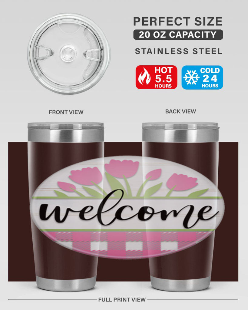 Welcome pink plaid Mockup574#- spring- Tumbler