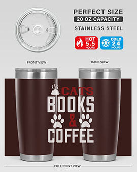 cats books and coffee Style 38#- cat- Tumbler
