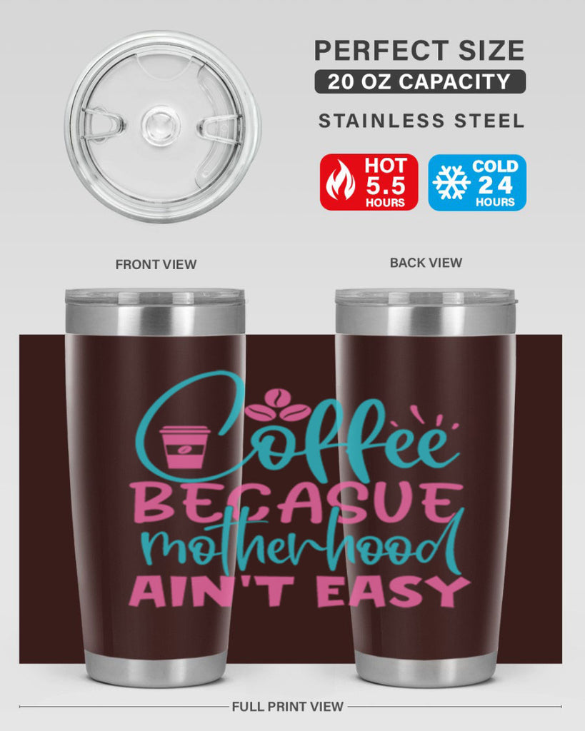 coffee becasue motherhood aint easy 351#- mom- Tumbler