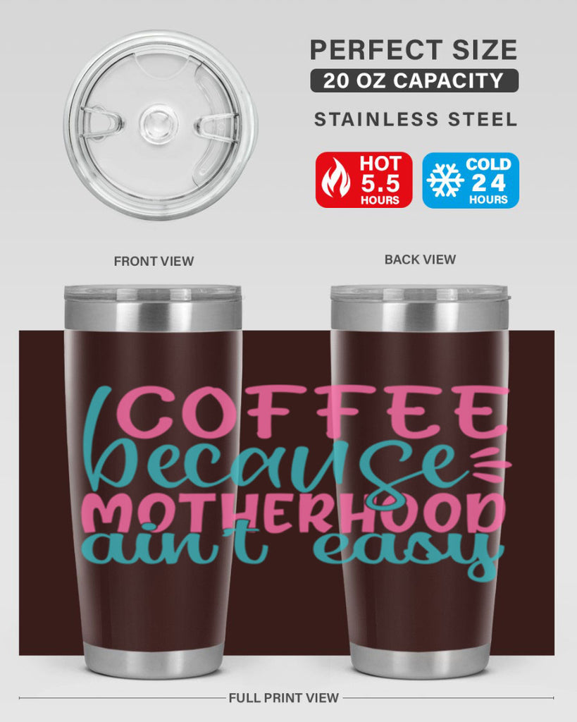 coffee becasue motherhood aint easy 352#- mom- Tumbler