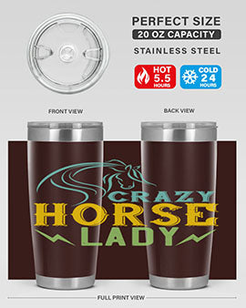 crazy horse lady Style 10#- horse- Tumbler