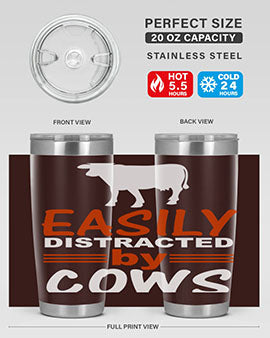 easily distracted by cows Style 4#- cow- Tumbler