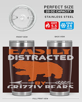 easily distracted by grizzly bears 10#- Bears- Tumbler