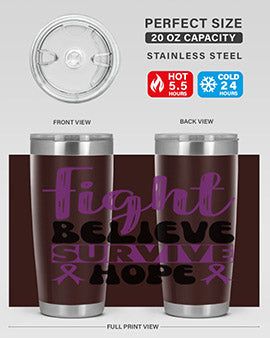 fight believe survive hope 141#- alzheimers- Tumbler